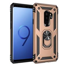 SORAKA Capa para Samsung Galaxy S9 Plus com suporte de anel capa protetora para Samsung Galaxy S9 Plus capa traseira de policarbonato rígido com placa de metal para suporte magnético de telefone carro