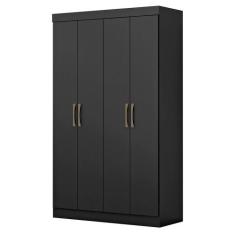 GuardaRoupa Roupeiro Maxel Paris, 4 Portas, 2 Gavetas, 100 MDF, Preto
