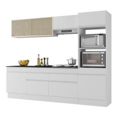 Cozinha Completa Mp2181 8 Portas 2 Gavetas Mdf 252cm Branco com Tampo e Paneleiro