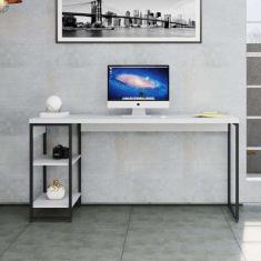 Escrivaninha com Estante Studio Branca e Preta 74 cm