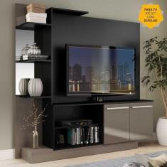 Estante para TV até  55&quot; com Espelho Denver Multimóveis Preto/Lacca Fumê