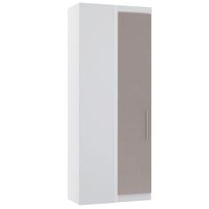 Guarda Roupa De Canto Reto Modulado 90cm 1 Porta Alpes Luciane Móveis Branco Pf Com Cinammon Pf