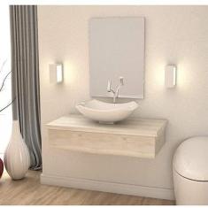 Conjunto para Banheiro 80cm Cuba Abaulada L42 e Espelheira 801W Metrópole Compace Snow