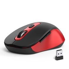 Mouse sem fio ACOZYKITTEN para laptop, PC, Chromebook, Mac, MacBook, vermelho, com nano receptor USB, botão lateral, 2400 DPI, rolo antiderrapante, ergonômico de 6 botões