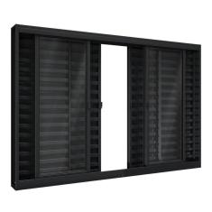 Janela de Aço Veneziana de Correr Central 6 Folhas 100x120cm Aço Pronto Riobras Preto