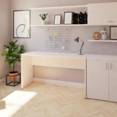 Mesa para Escritório 180cmx47cm 25mm Bramov Móveis Branca