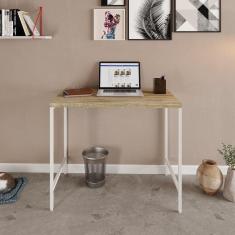 Escrivaninha Industrial 90cm Active Yescasa Carvalho / Est.Branca