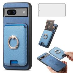 Asuwish Capa de celular para Google Pixel 7A 5G 2023 com protetor de tela de vidro temperado, anel fino, suporte para cartão de crédito, à prova de choque, à prova de quedas, Pixel7A A7, mulheres,