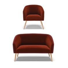 Kit 1 Sofá Namoradeira E 1 Poltrona Stella Bouclê Terra Pés Palito Natural - D\`rossi