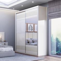 Guarda-Roupa Solteiro com Espelho 178x238cm Off White Dalla Costa