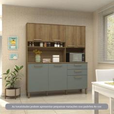 Cozinha Compacta 7 Portas E 2 Gavetas Com Tampo Luciane Móveis Carvalh