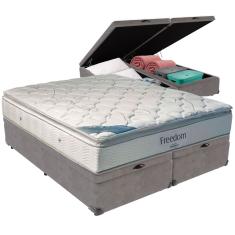 Cama Box Baú e Colchão Freedom Molas Ensacadas King Ortobom