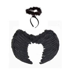 Fantasia Asa De Anjo E Aureola Negra Infantil