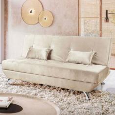 Sofá Cama Dubai Veludo Speciale Home Marfim