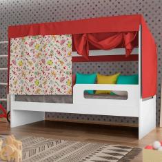 Cama Infantil Circus Tenda Diversão Com Barraca Pura Magia Branco/Vermelho