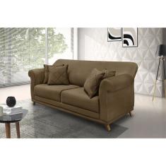 Sofá 3 Lugares 220cm Suede Arras Spezzia Decor Caramelo