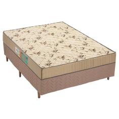 Cama Box Casal Completa Espuma D45 138x188cm Tecido Bege Antiácaro Antifungo Colchões Polar