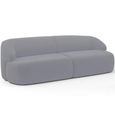 Sofá 3 Lugares Curvo Orgânico Living 220cm Barolo L06 Veludo Cinza