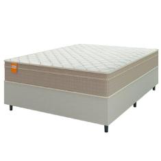 Cama Box Casal Colchão Molas Qatar 138x188x60cm Bege/Branco Inducol - 