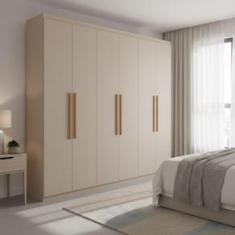 Guarda-Roupa Casal Bartira Genova 6 Portas de Bater 3 Gavetas Internas MDP - 236,7cm de Largura