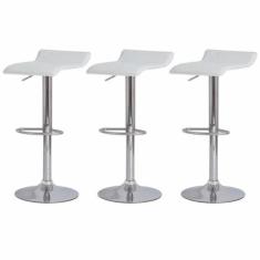 Kit 3 Banquetas Alta Com Encosto Baixo Estofado Para Cozinha Balcão Il