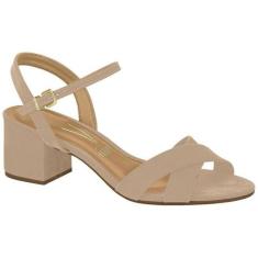 Sandália Feminino Vizzano Salto Baixo Blocado, Bege, 35
