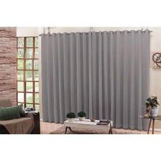 Cortina Voil Cinza Sala Quarto 4,00X2,80 Ilhós Cromado