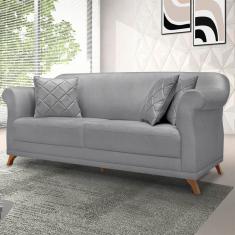 Sofá 3 Lugares Abruzzo Linho Cinza 180 cm