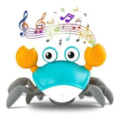 Caranguejo Musical Robô Eletrônico C/ Sensor Luz e USB Brinquedo Interativo para Bebês