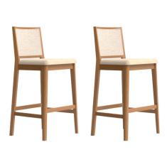 Conjunto com 2 Banquetas Sila Mel e Bege