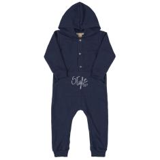 Macacão Bebê em Moletom com Capuz Marinho Up Baby