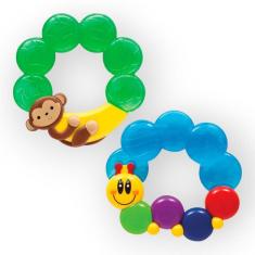 Kit 2 Mordedores Infantil Argola Agua Textura Macia