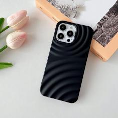 Capa de telefone com ondas de água de luxo para iPhone 14 13 12 11 Pro Max XR XS Max 14 Plus Capa de silicone macio 3D, preta, para iPhone 11ProMax