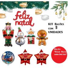 Kit Decoração de Natal Balões Enfeites Natalinos Feliz Natal