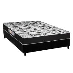 Cama Box Casal: Colchão Espuma D45 Luckspuma Gran Luck Pro + Base CRC Suede Black(138x188)