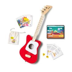 Loog Mini guitarra acústica infantil para iniciantes, 3 cordas, para idades a partir de 3 anos, aplicativo de aprendizagem e aulas incluídas vermelho