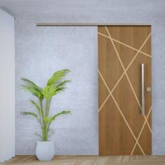 Porta de Correr Padrão Imbuia Agatha Trilho Vision Puxador Tubolar 800 Mm 92 X 210 Esquerdo Natural