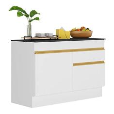 Balcão Cozinha com Rodapé Gabinete Pia 120 cm 2 Portas 1 Gaveta Veneza Gw Multimóveis Mp2117 Branco