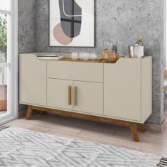 Aparador Buffet 4 Portas 1 Gaveta Future Bechara, Off White/Cinamomo