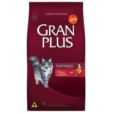 Ração GranPlus para Gatos Adultos Castrados sabor Carne e Arroz - 3kg 