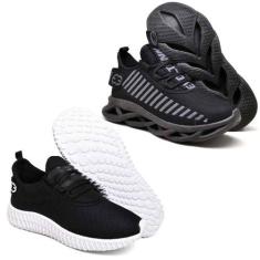 Tênis Caminhada Academia Corrida Confortavel 2 Pares Diferentes Branco