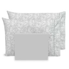Lençol Super King 3 pç Estampado Percal Flex 400 Fios Toque Acetinado 