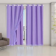 Cortina Blackout Pvc Com Tecido Voil 2,80 M X 2,30 M Lilás