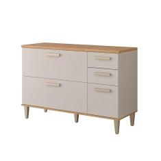 Balcão para Pia 1 Porta e 4 Gavetas Eliana Yescasa Off White/Freijó