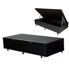 Cama Box Báu Solteiro 088x188 Em material sintético Blindada Reforçada