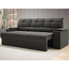 Sofá com Porta Copos Retrátil e Reclinável Tom 2,05m Velosuede - NETSOFAS