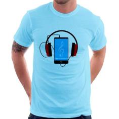 Camiseta Headphone Smartphone - Foca na Moda, Azul bebê, GGG