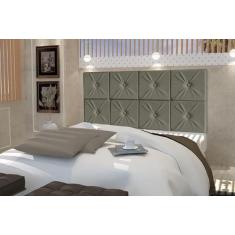 Painel De Cama Box Botão Casal 1,40 Elegance Cor Cinza - Comprar Móvei
