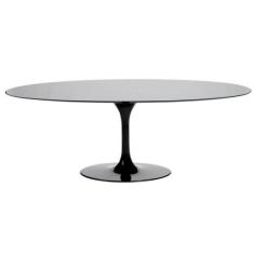 Mesa de Jantar Tulipa Saarinen Oval 137x90 cm Tampo Laca Branco Base B