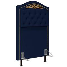 Cabeceira Cama Box Solteiro 90cm Com Tachas Imperial Veludo J02 Azul - Mpozenato